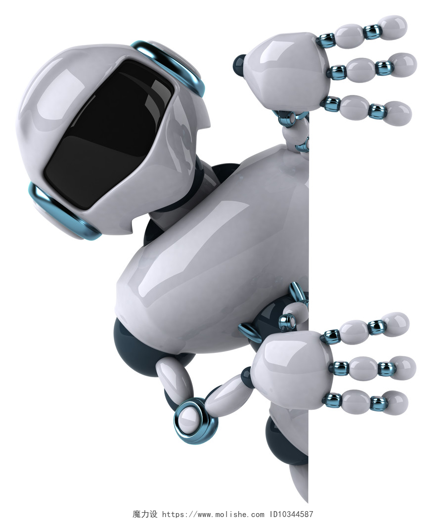 白色背景一个探头的智能机器人机器人